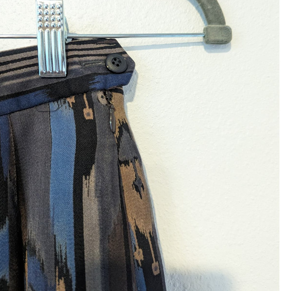 Vintage 80s Geiger 100% Wool Pleated Midi Skirt Boho Indie Pattern Size 6 - Picture 2 of 5